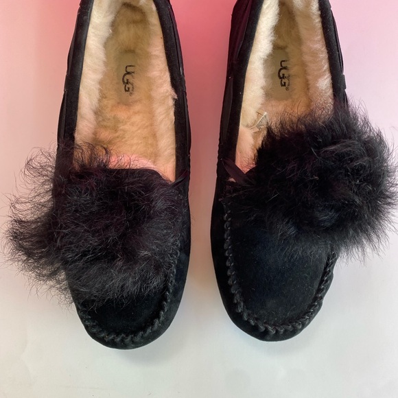 uggs dakota pom-poms black womens size 8 loafers - Picture 6 of 15